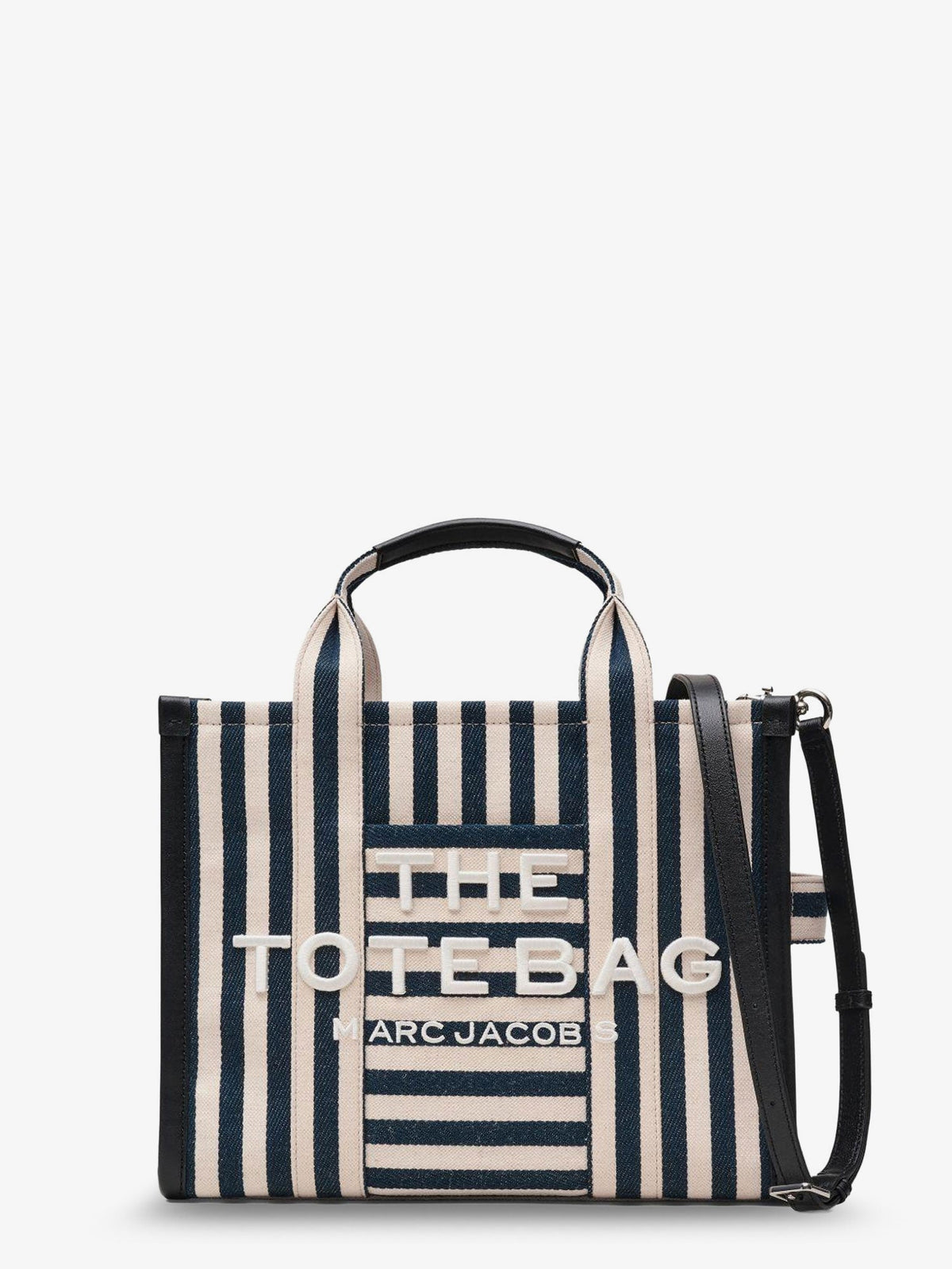 Marc Jacobs The Tote bag canvas handbag with embroidered logo on the front - Blue Sea Multi