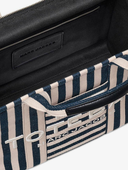 Marc Jacobs The Tote bag canvas handbag with embroidered logo on the front - Blue Sea Multi