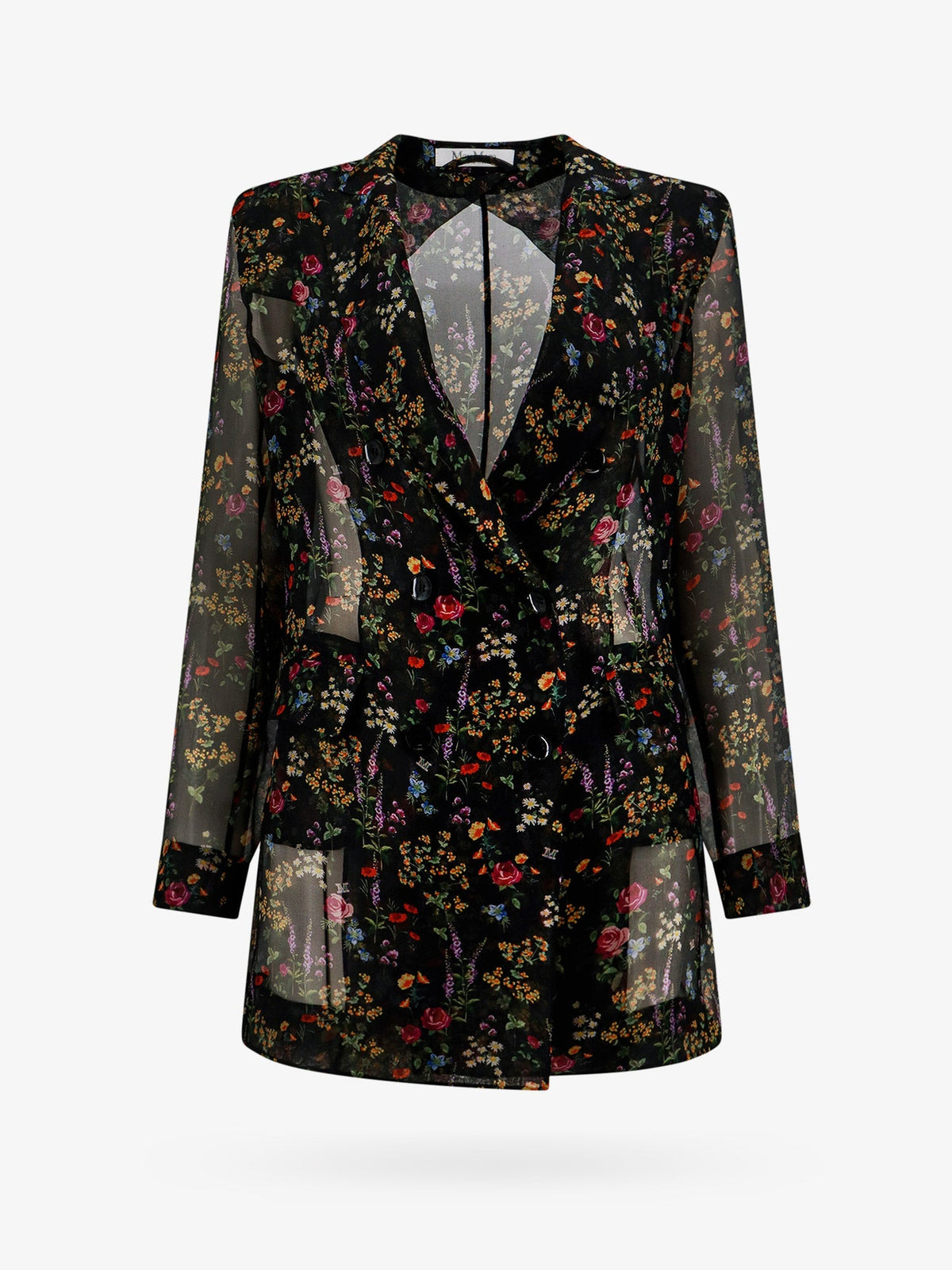 Max Mara Silk blazer with floral print - Nero