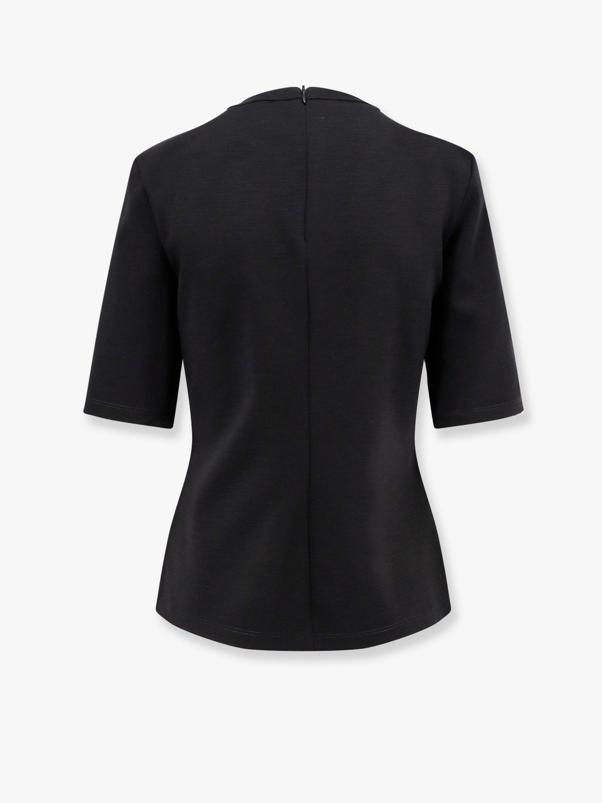 Max Mara Peter wool t-shirt with embossed frontal logo - Nero