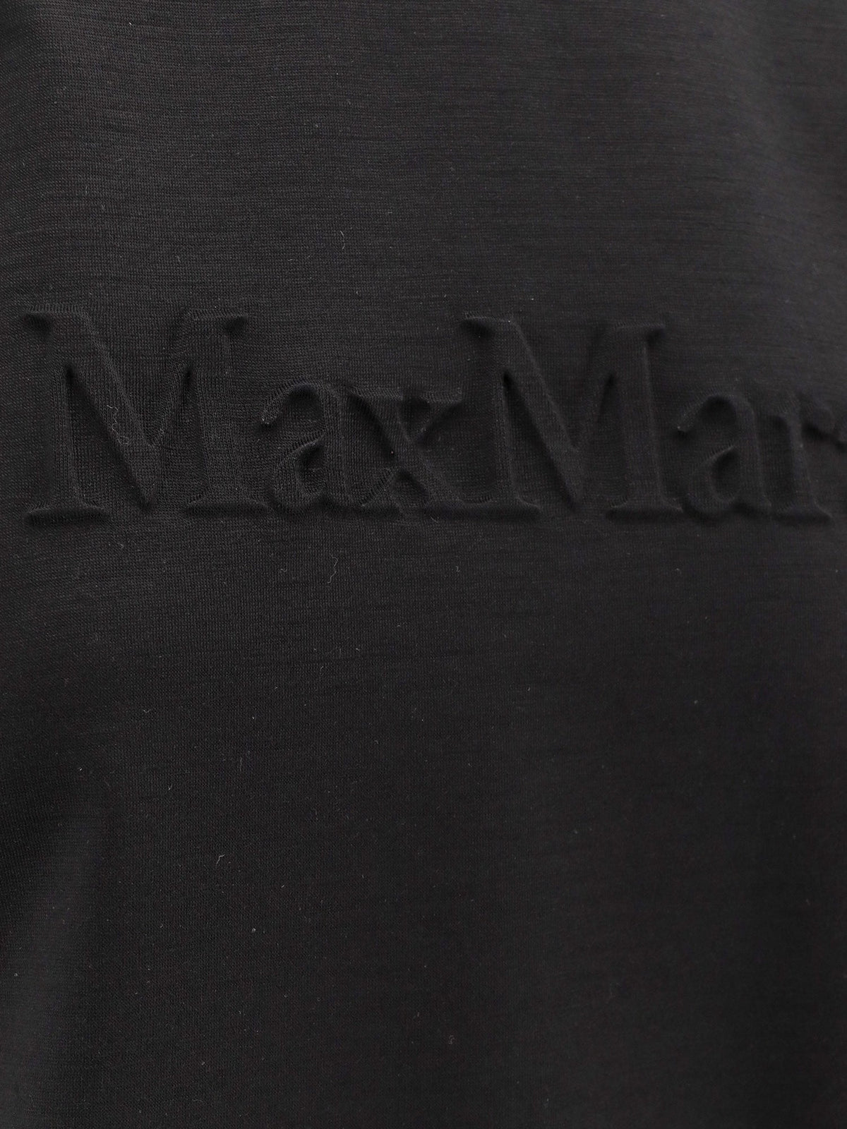 Max Mara Peter wool t-shirt with embossed frontal logo - Nero