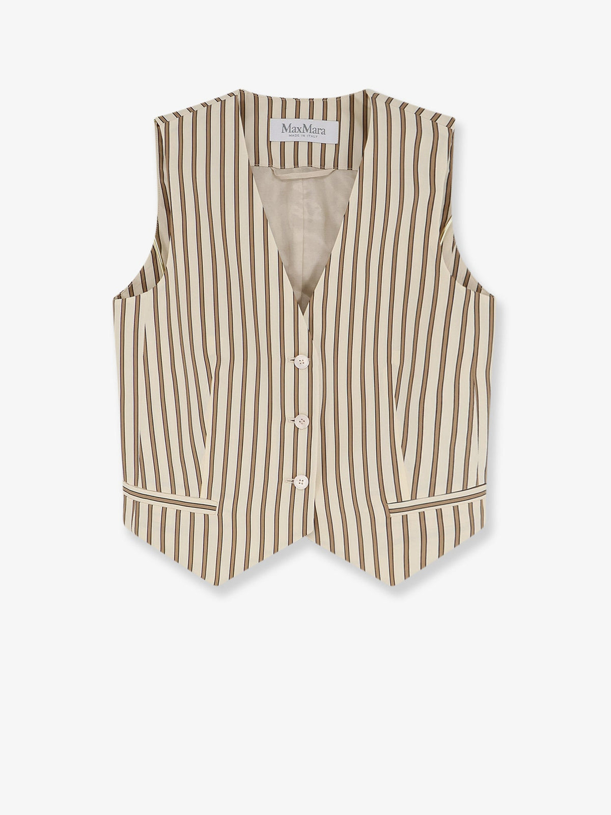 Max Mara Mxmfauno striped cotton and silk vest - Beige
