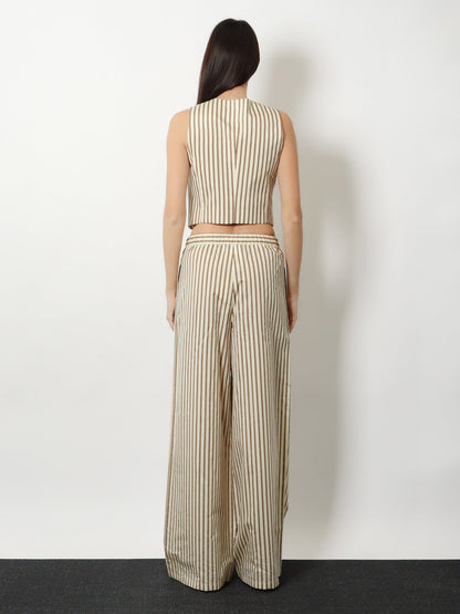 Max Mara Mxmfauno striped cotton and silk vest - Beige