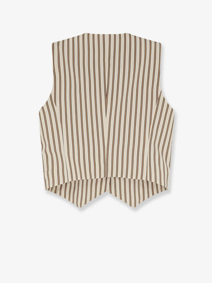 Max Mara Mxmfauno striped cotton and silk vest - Beige