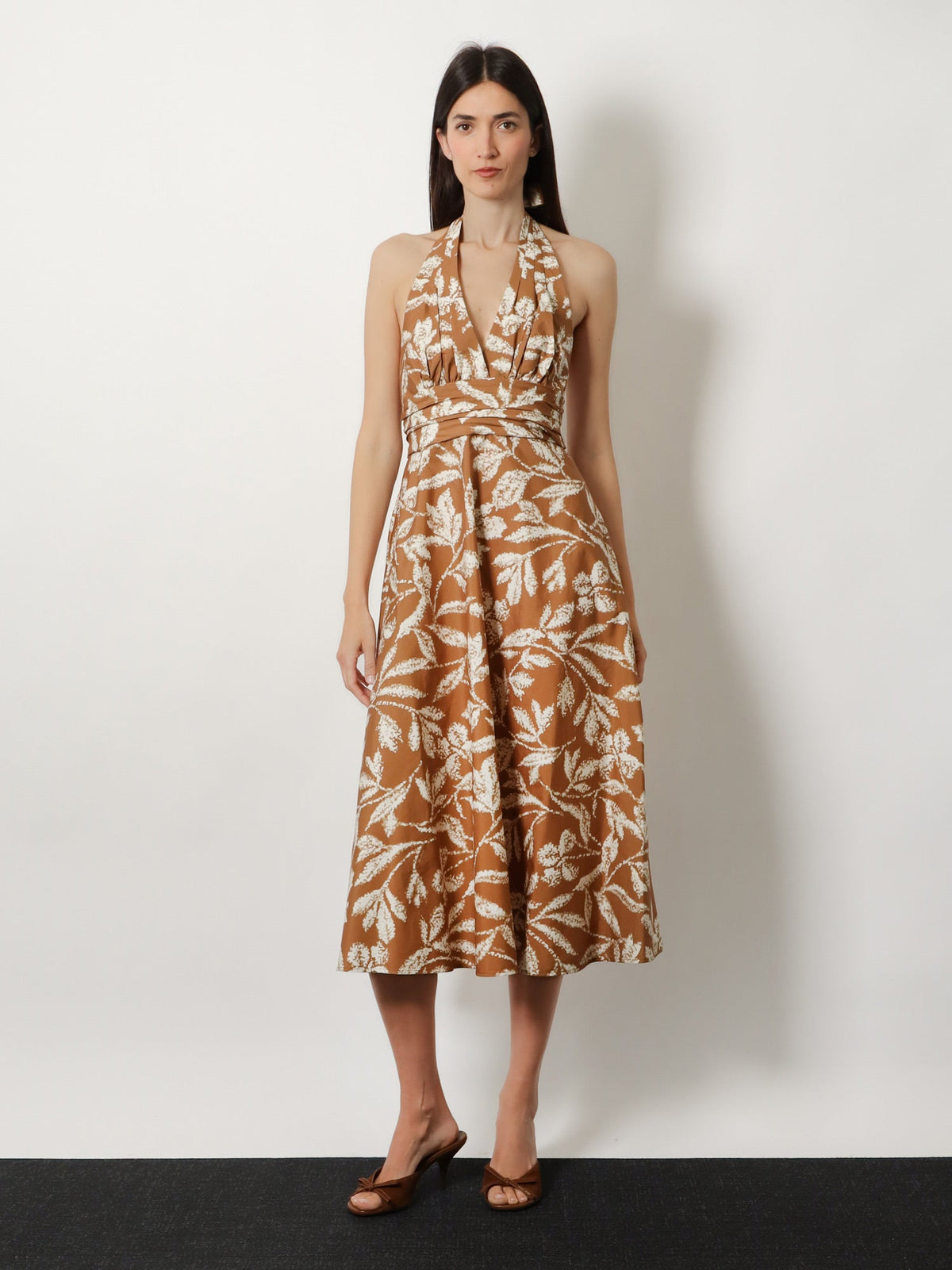 Max Mara Mxmebella printed cotton dress - Caramello