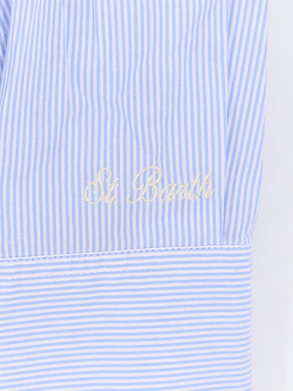 MC2 Saint Barth Cristal cotton shirt with striped pattern - Blue