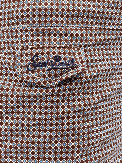 MC2 Saint Barth Nylon swim shorts with micro-pattern - Marrone