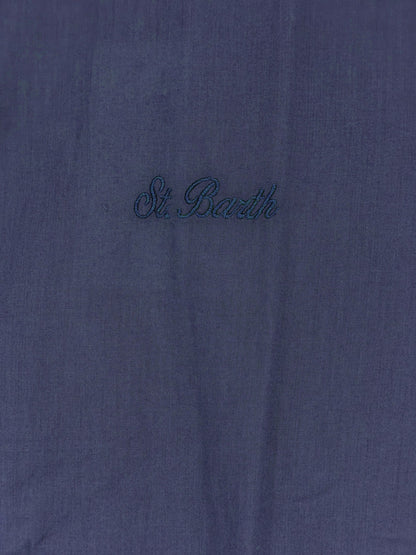 MC2 Saint Barth Ice cotton shirt with embroidered logo on the front - Blue Navy