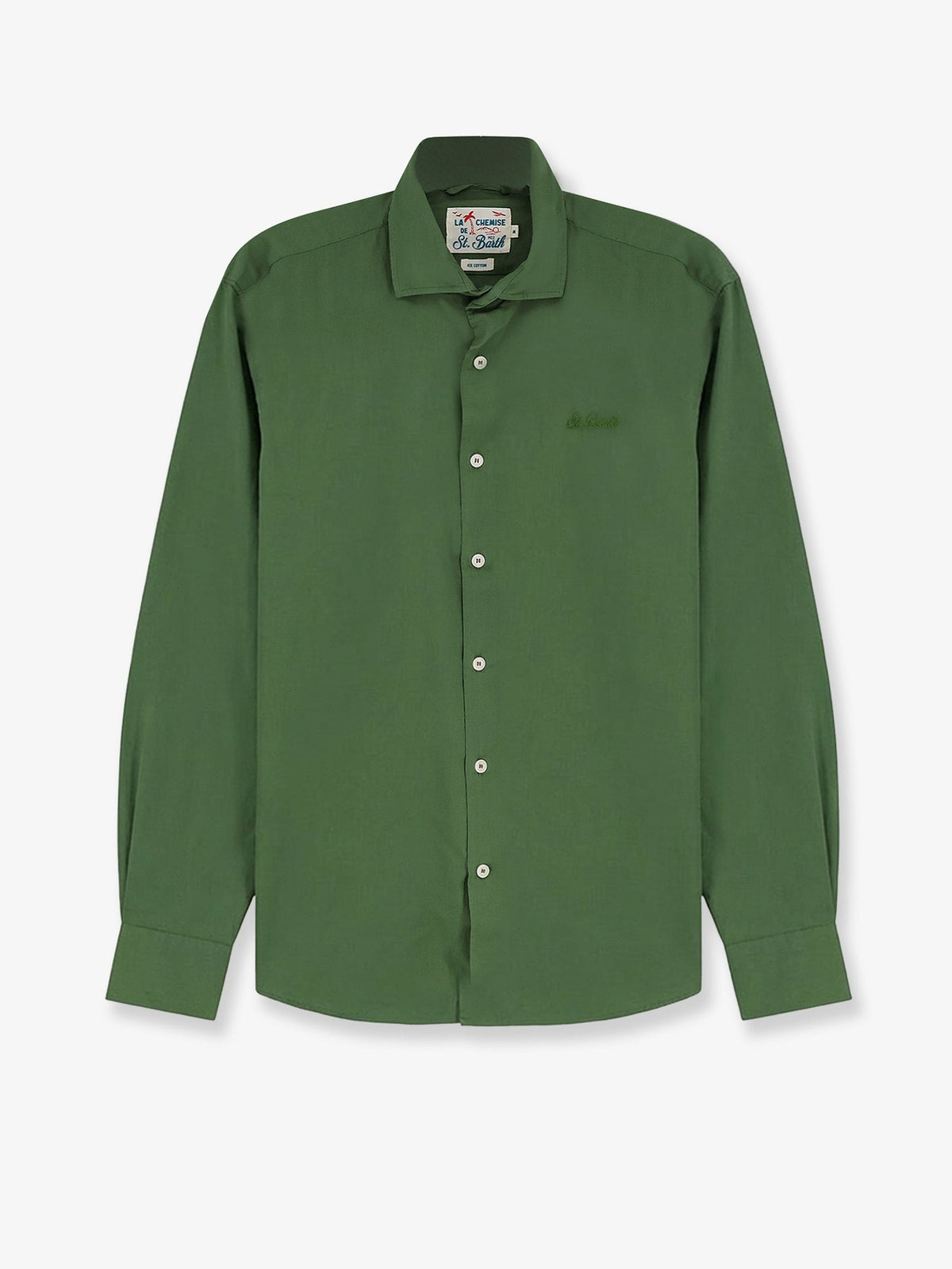 MC2 Saint Barth Ice cotton shirt with embroidered logo on the front - Military