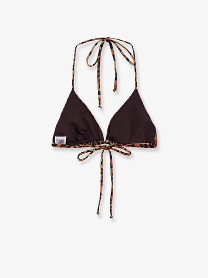 MC2 Saint Barth Leah nylon bikini top with animal print - Sandleopard