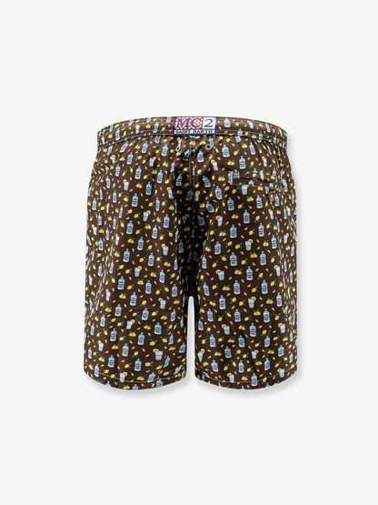 MC2 Saint Barth Nylon swim shorts with all-over micro pattern - Marrone