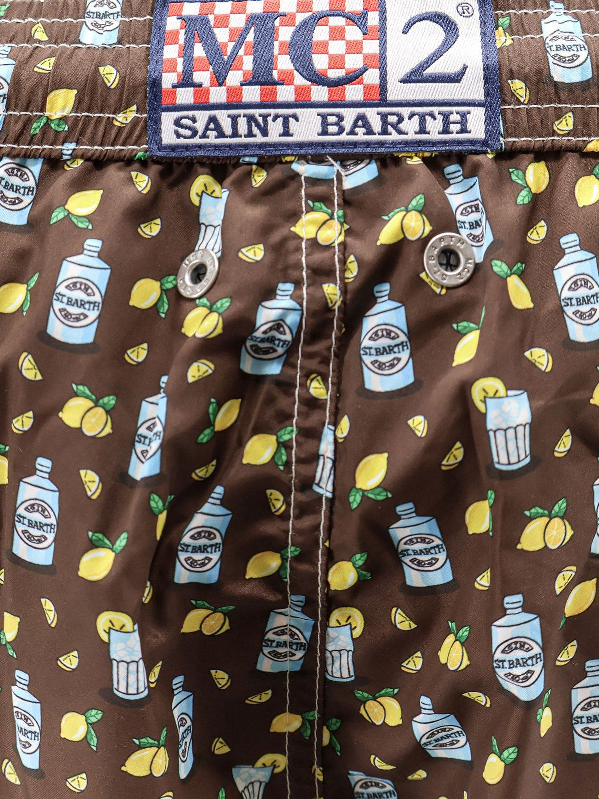 MC2 Saint Barth Nylon swim shorts with all-over micro pattern - Marrone