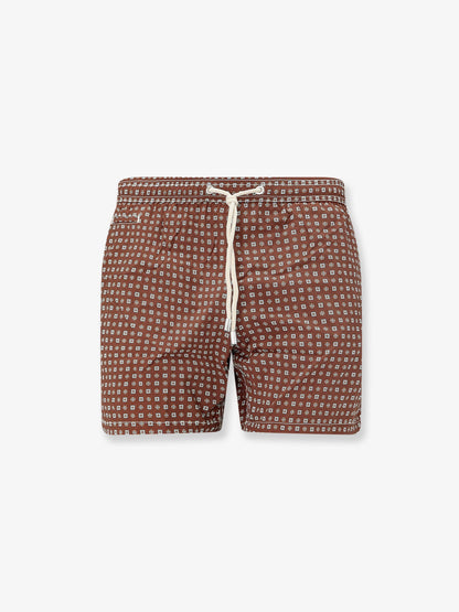 MC2 Saint Barth Nylon swim shorts with all-over micro pattern - Marrone