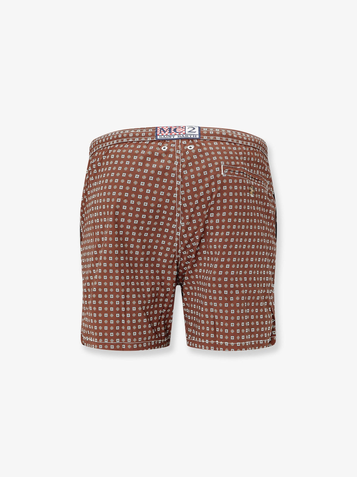 MC2 Saint Barth Nylon swim shorts with all-over micro pattern - Marrone