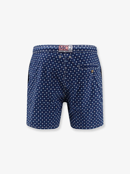 MC2 Saint Barth Nylon swim shorts with all-over micro pattern - Blu