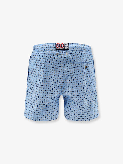 MC2 Saint Barth Nylon swim shorts with all-over micro-pattern - Celeste