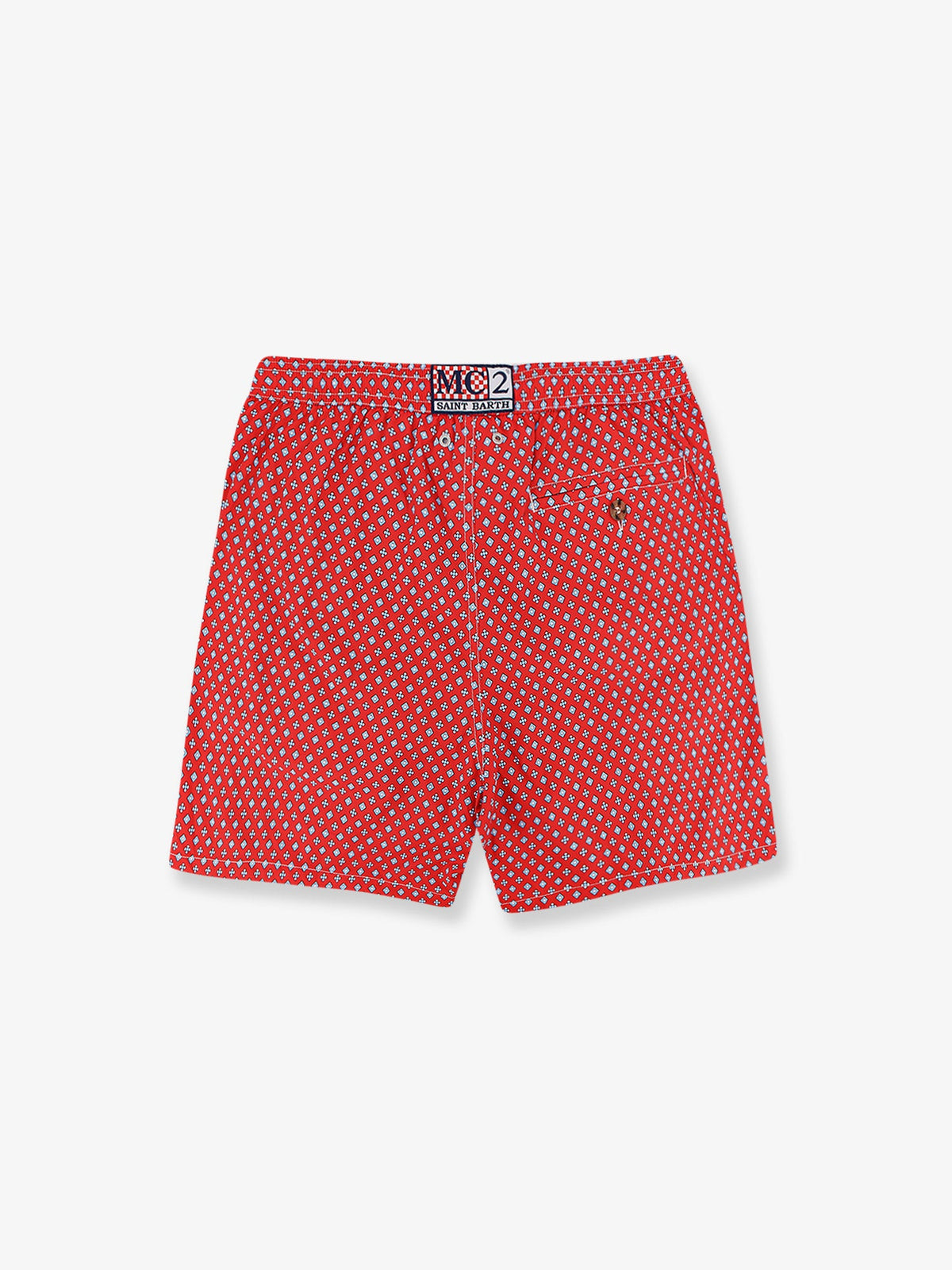 MC2 Saint Barth Nylon swim shorts with all-over micro pattern - Rosso