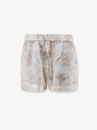 MC2 Saint Barth Maeve ramie shorts with floral motif - Ramiejungleoceania