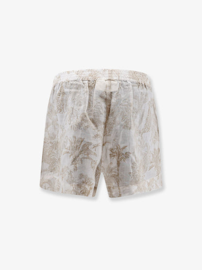 MC2 Saint Barth Maeve ramie shorts with floral motif - Ramiejungleoceania