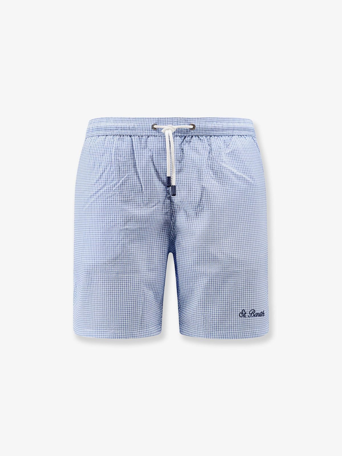 MC2 Saint Barth Nylon blend Swim boxer shorts in with micro pattern - Celeste