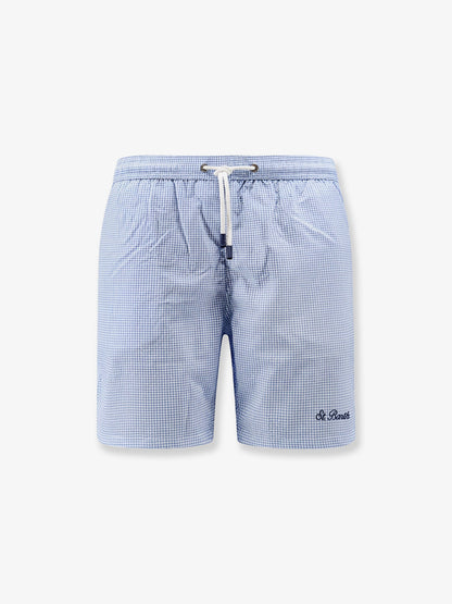 MC2 Saint Barth Nylon blend Swim boxer shorts in with micro pattern - Celeste