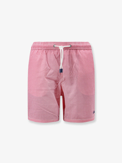 MC2 Saint Barth Patmos nylon swim trunks with vichy pattern - Rosso