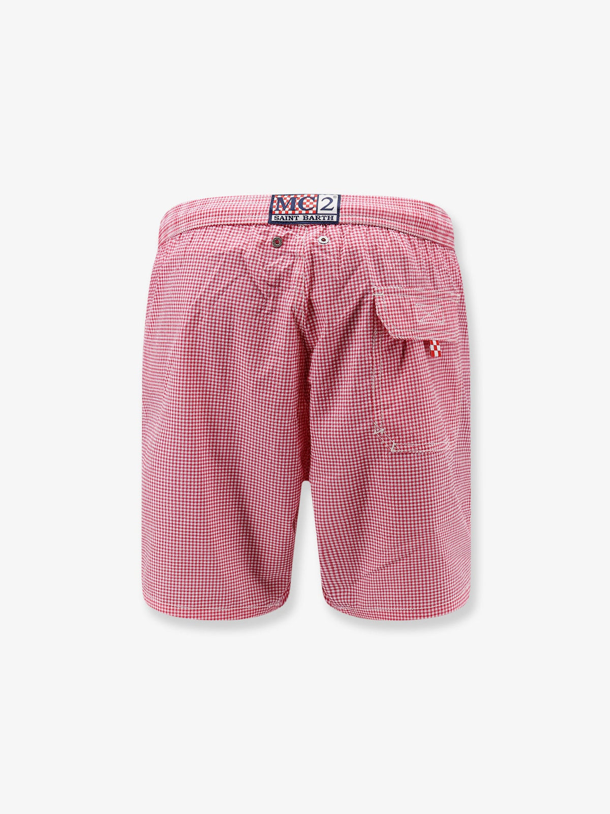 MC2 Saint Barth Patmos nylon swim trunks with vichy pattern - Rosso