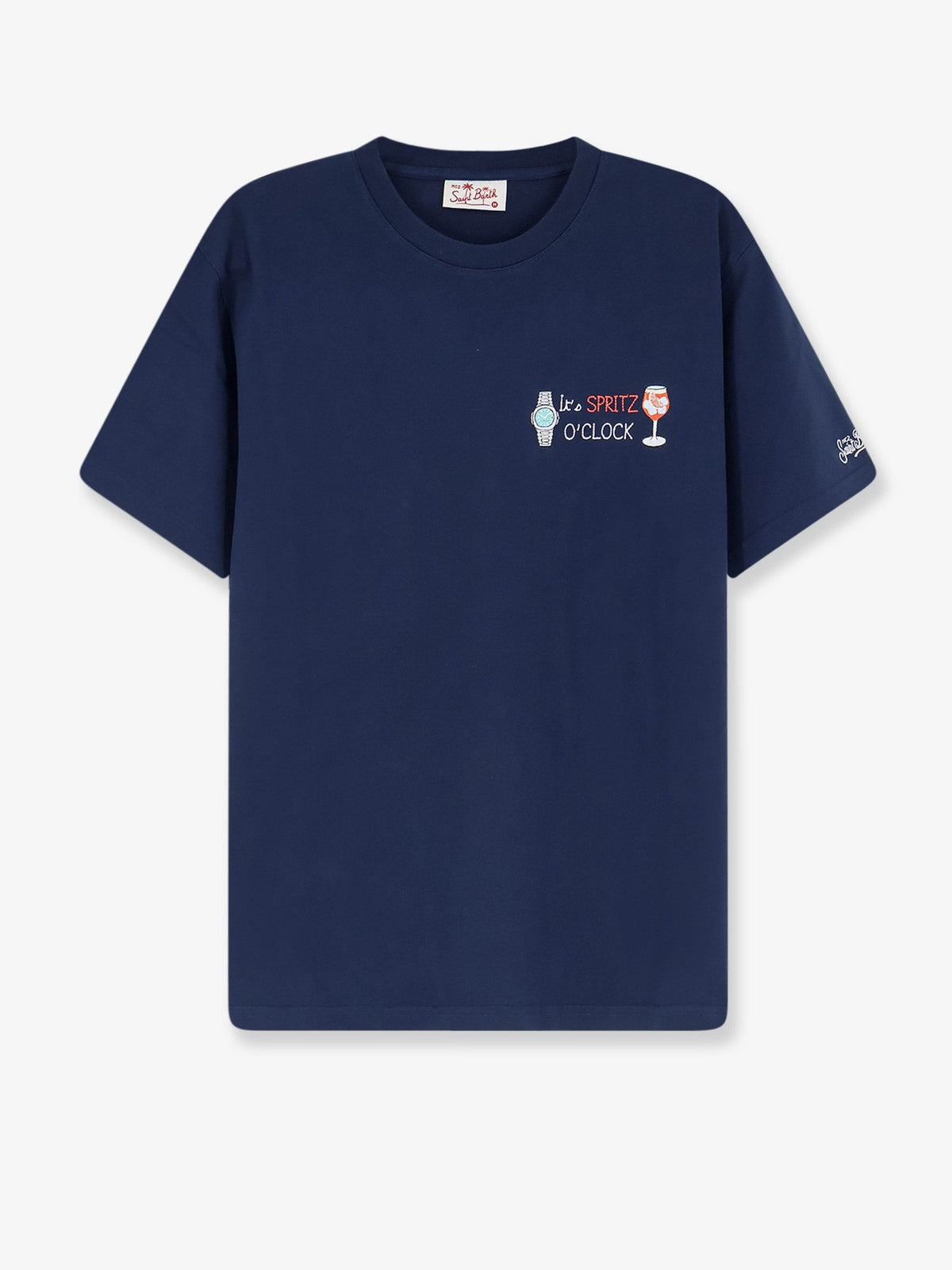 MC2 Saint Barth Portofino cotton T-shirt with embroidered logo on the front - Blu Scuro