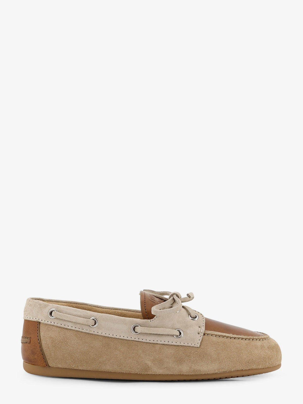 Miu Miu Suede loafer with leather inserts - Ecru