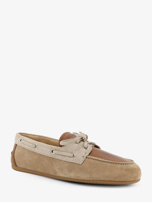 Miu Miu Suede loafer with leather inserts - Ecru