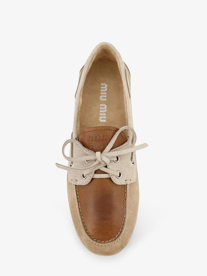 Miu Miu Suede loafer with leather inserts - Ecru