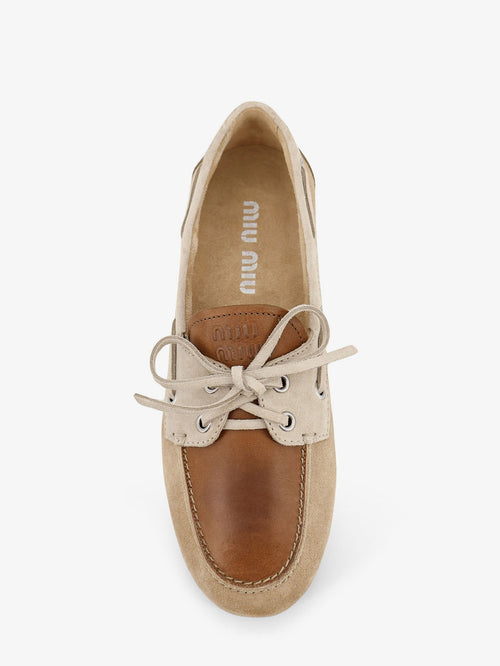 Miu Miu Suede loafer with leather inserts - Ecru