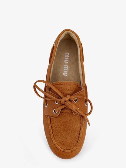 Miu Miu Vintage effect leather loafers - Ambra