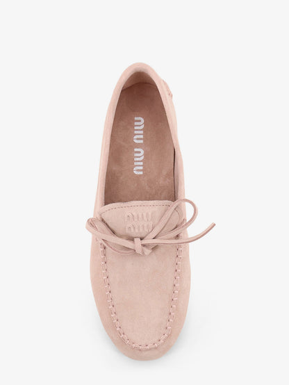 Miu Miu Suede loafer with frontal logo - Pesco
