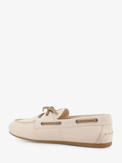 Miu Miu Fabric loafers with front lettering logo - Ecru