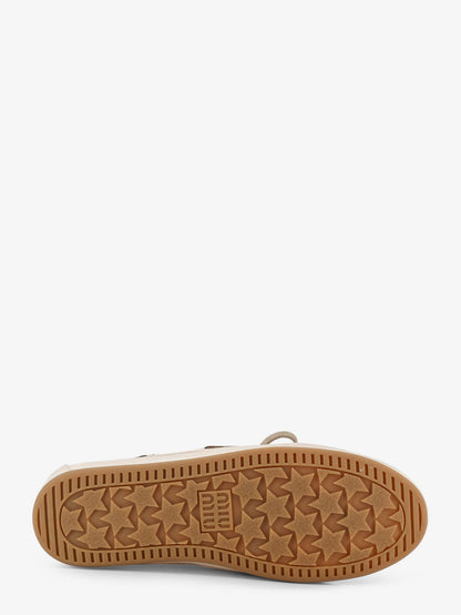 Miu Miu Fabric loafers with front lettering logo - Ecru