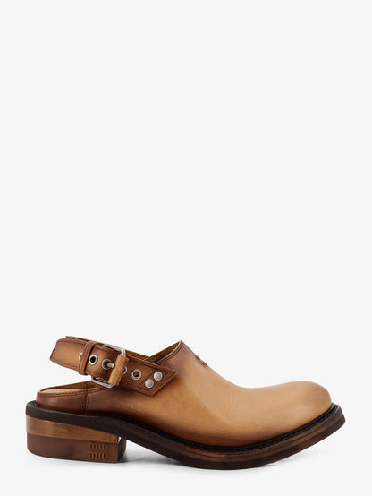 Miu Miu Foule Leather Sabot Sandals - Cuoio