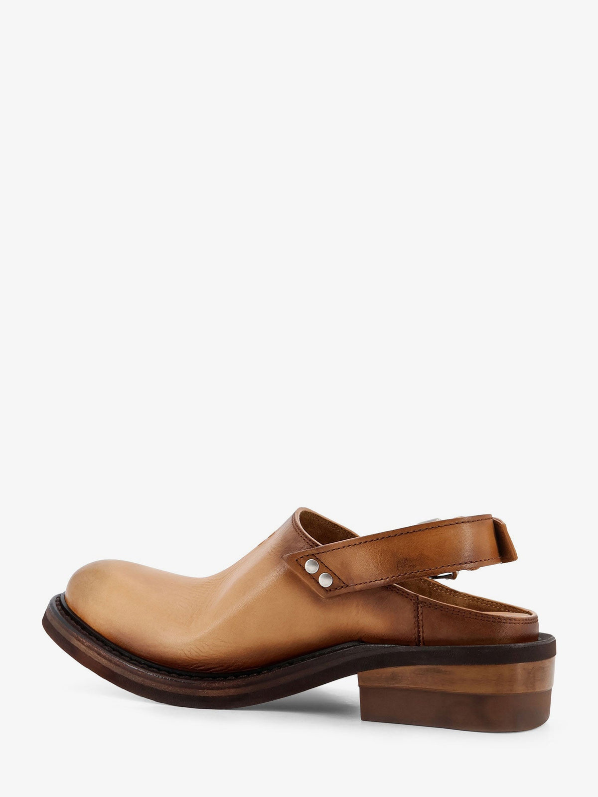 Miu Miu Foule Leather Sabot Sandals - Cuoio