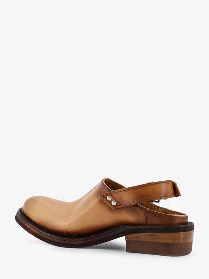 Miu Miu Foule Leather Sabot Sandals - Cuoio