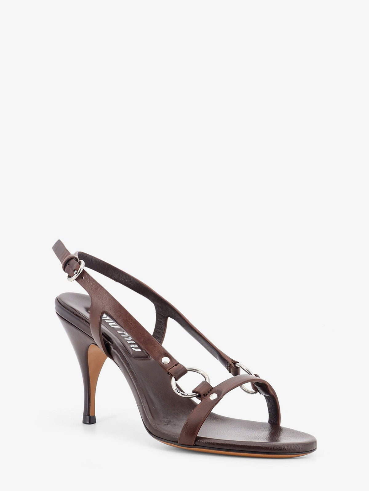 Miu Miu Leather sandals with metal detail - Moro