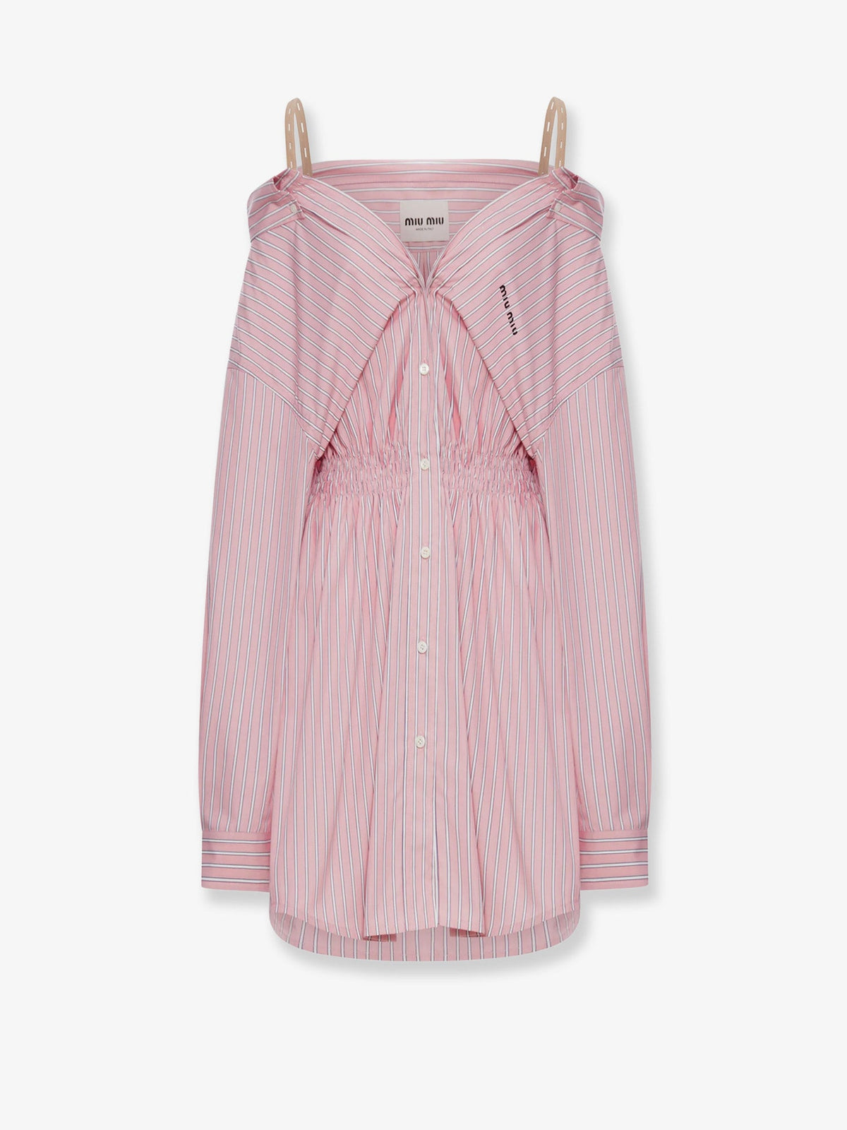Miu Miu Striped cotton shirt dress - Rosa