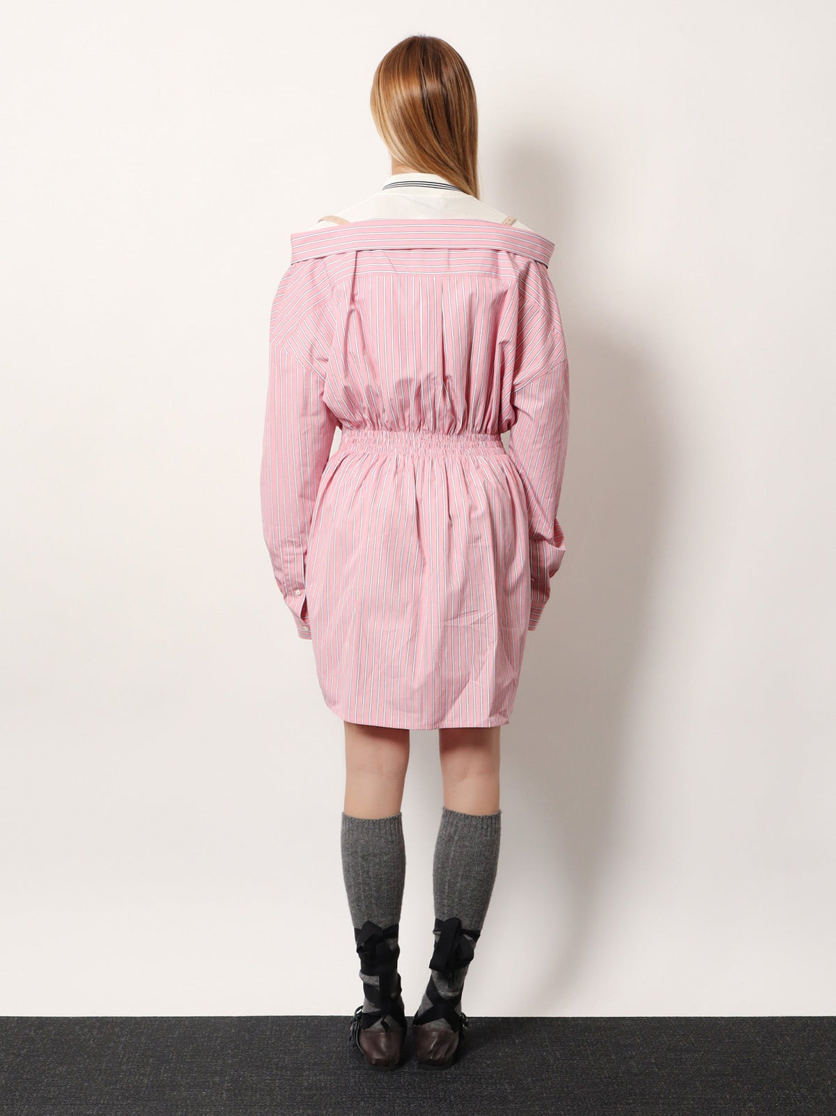 Miu Miu Striped cotton shirt dress - Rosa