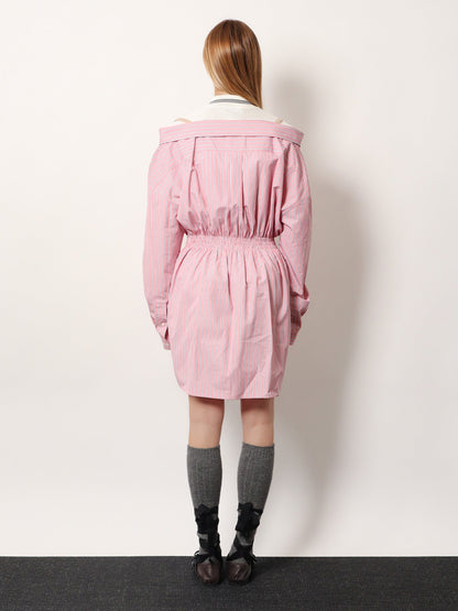Miu Miu Striped cotton shirt dress - Rosa