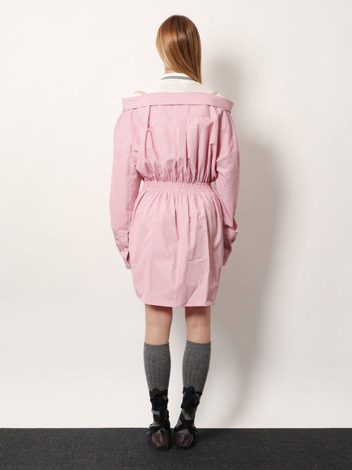 Miu Miu Striped cotton shirt dress - Rosa