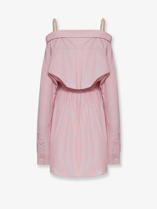 Miu Miu Striped cotton shirt dress - Rosa