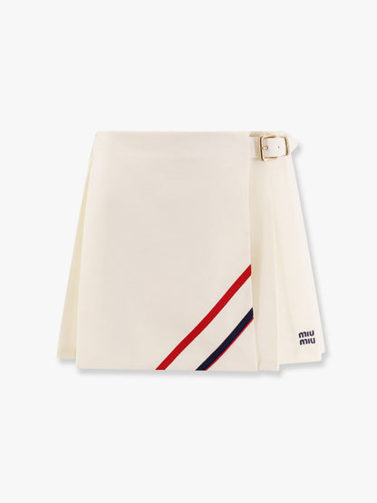 Miu Miu Plissé wool and mohair skirt - Bianco