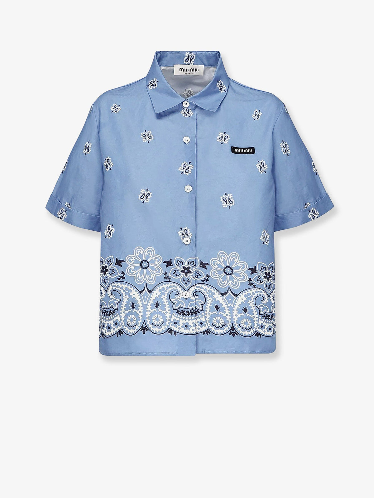 Miu Miu Bandana cotton and linen shirt - Bianco