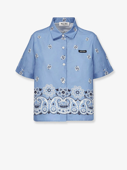 Miu Miu Bandana cotton and linen shirt - Bianco