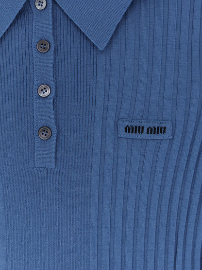 Miu Miu Virgin wool polo shirt - Avio