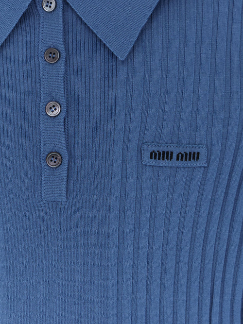 Miu Miu Virgin wool polo shirt - Avio